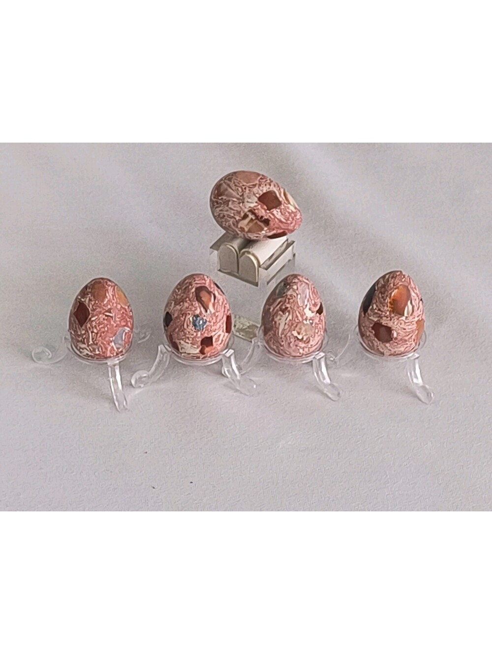 Set Of 5 Mexican Fire Opal In The Matrix Stone Eggs Polished